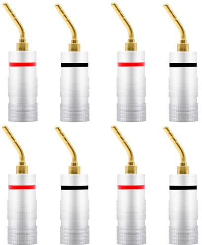 YARCHONN Banana Pin Plugs Speaker Connectors, 2mm Banana Pin Type Connectors Gold Plated Solderless Terminals for Amplifier Speaker Wire Cable Sound System Home Audio -8pcs