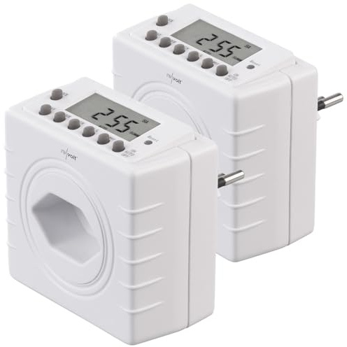 revolt Programmierbae-Timer: CH: 2er-Set Zeitschaltuhren für Typ-J-Steckdose, LCD-Display,2.300W (Zeitschaltuhren Digital Steckdose, Heizung)