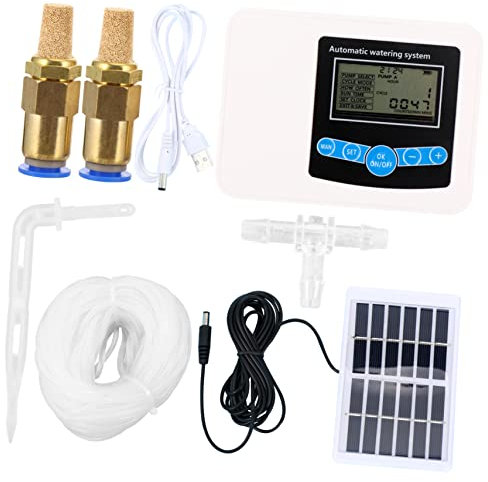 Happyyami 1Satz Bewässerungs Timer Mit Pumpen Automatische Bewässerungssteuerung Für Garten Und USB Solar Material Digitaler Bildschirm Schlauch Tropfer
