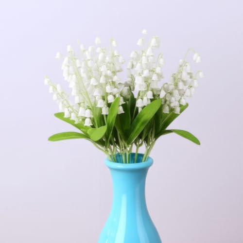 Artificial Lily of The Valley 12 Pcs Set - White Fake Flowers for Wedding Bouquet Centerpieces Arrangements