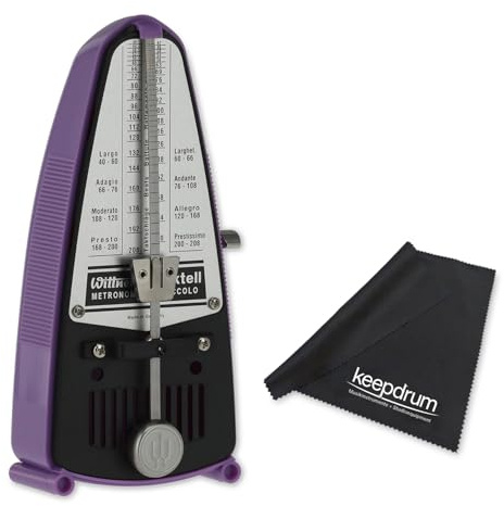 Wittner Taktell Piccolo 830371 mechanisches Metronom Lila Violett mit keepdrum Mikrofasertuch