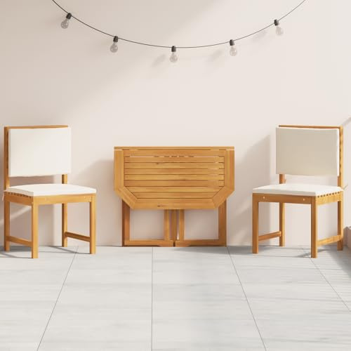 Qnhdfrt Faltbarer Akazienholz Bistro Beistelltisch Outdoor 90x50 cm Braun Rechteckig Klapptisch mit Kissen für Balkon Garten Terrasse
