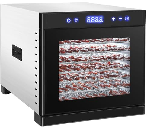 pealiritansemen 700W Food Dehydrator Machine with 6 Trays Large Drying Space, Benchtop Fruit Dryer, 95°F-167°F Temperature Control & 0-24H Timer, for Jerky, Fruit, Herbs, Yogurt, Dog Treats Black