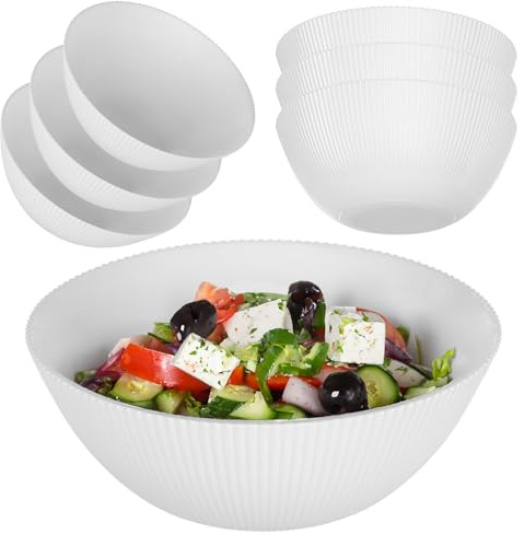 KADAX Salatschüssel 20 cm, 3er Set, weiße Schüssel aus Opalglas, ideal als Müslischalen, Suppenschalen, Salatschalen, Dessertschalen oder Servierschalen (Weiß)