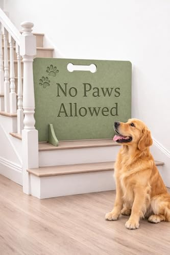 NO PAWS Green Wooden Stopper Barrier – Freestanding Dog Stopper for Stairs | Dog Barrier Gate | Portable Wooden Stopper | Puppy Gate for Stairs Indoor | No Drilling Required (40CM (H) X 60CM (W))
