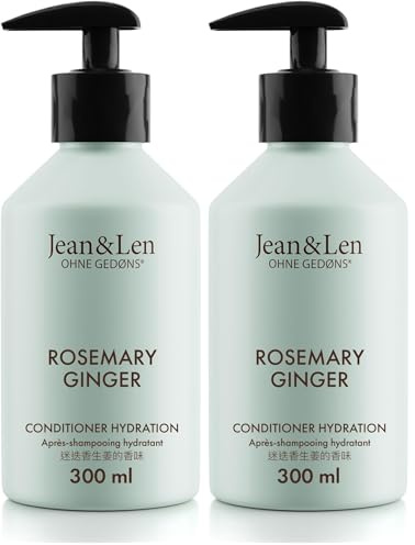 Jean & Len Conditioner Feuchtigkeit Rosemary & Ginger, für stumpfes und glanzloses Haar, pflegt intensiv & verbessert die Kämmbarkeit, Spülung mit würzigem Duft, ohne Parabene & Silikone, 300 ml
