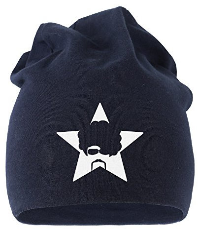 MoonWorks Jersey Beanie Disco Fever Mütze Bedruckt Herren Damen Navy Unisize