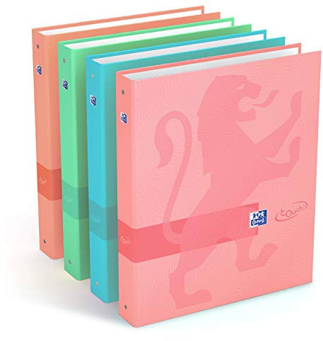 Oxford Touch Pastel Classeur 4 anneaux A4 dos 40 mm carte Couleurs Aléatoires