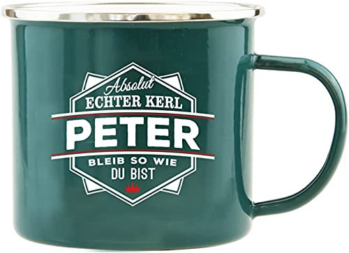 History & Heraldry Echter Kerl - Emaille Becher Peter - individuelle und personalisierte Tasse mit Name und Spruch