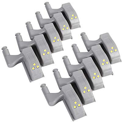 Zerodis 10 Stücke LED Schrankleuchten Universal Kleiderschrank LED Scharnier Sensor Licht Küche Nachtlicht für Schrank Kleiderschrank (Kaltweiß)