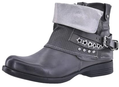 Elara Damen Biker Boots Nieten Stiefeletten Chunkyrayan 344 Grey-41