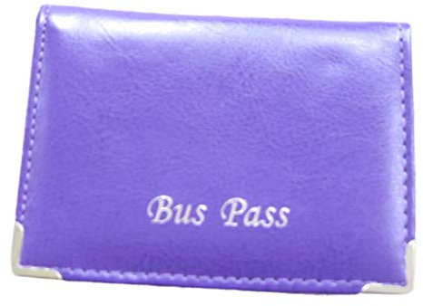 Lorenz Efecto Cuero Grano PU Bus Pase Funda Soporte con Cremallera Monedero - Morado, Small