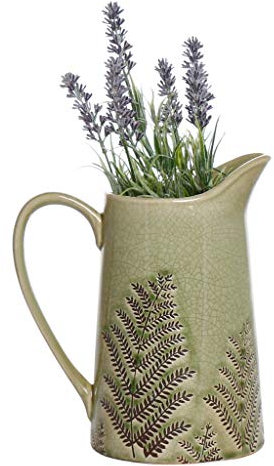 Green Ceramic Jug Vase Pitcher Jug Display Vase Antique Floral Pitcher Spring Summer Wedding Anniversary Housewarming Decor Gift Idea