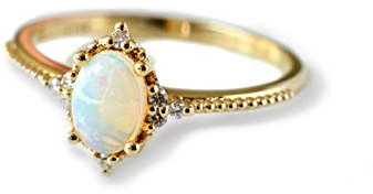 KnSam Ring Verlobung Gold Verlobungsringe Für Damen Ovaler Opal Aus Kupfer Schmuck Für Damen Mädchen Gold
