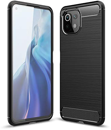 FanTing Cover per Xiaomi Mi 11 Lite, Custodia Protezione in Morbida Silicone TPU, durevol, Anti Shock, Custodia per Xiaomi Mi 11 Lite -Nero