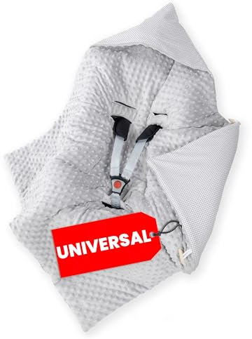 Amilian Einschlagdecke Babyschale, Universelle Baby Decke, Praktische Einschlagdecke für Babyschale und Kinderwagen - Komfort und Sicherheit für Ihr Baby - Vichy Karo Grau 90x90 cm