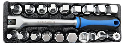 Toolzone Lot de 20 clés de vidange d'huile universelles hexagonales carrées 3/8