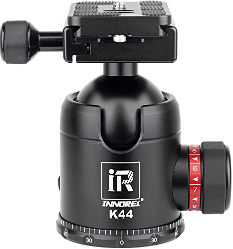 INNOREL K44 Tripod Ball Head Camera Tripod Ball Head Mount All Metal 360° Panorama Ballhead 44mm Ball Dia 1/4 Screw 3/8 Hole for DSLR Camera Camcorder Tripod Monopod Slider Max Load 44lb/25kg