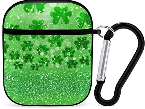 Airpods-Hülle Grüner Glitzer Sparkle Irish Shamrock Klee Airpod Hard Case Cover Kopfhörerhüllen Für Apple Airpods1 Airpods2