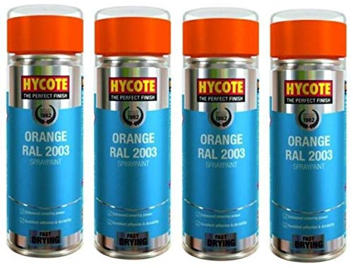 Hycote XUK990 Orange Ral 2003 Paint Spray Paint 400ml *4