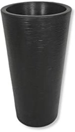 DARO DEKO Kunststoff Übertopf schwarz 50cm hoch konisch Säule Blumen-Töpfe Pflanzkübel Topf Bodenvase