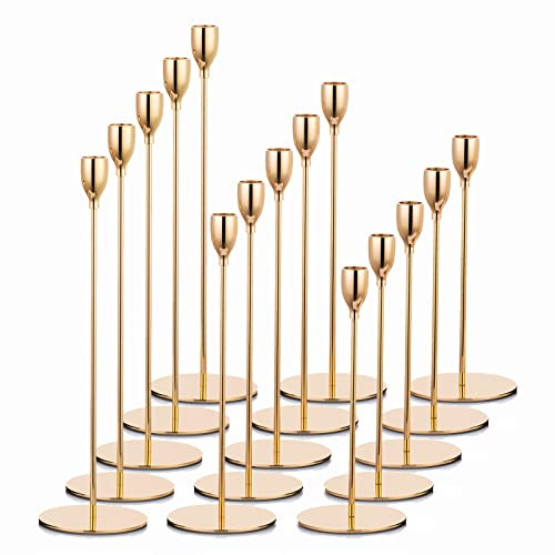 Sziqiqi Single-head Wrought-iron Candlestick Stand, Wedding Dinning Table Decorative Candle Holder, Golden Candlelight Dinner Candle Holder Ornaments, Gold