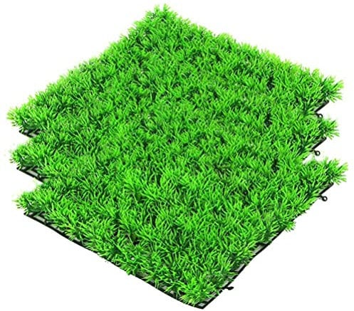 kathson 3 PCS Aquarium Grass Mat Decorations Artificial Plastic Lawn Ornament Landscape Green Plants Decoration for Saltwater Freshwater Tropical Fish Tank Decor