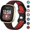 Upeak Sportarmband Kompatibel mit Fitbit Versa 3 Armband/Versa 4 Armband/Fitbit Sense Armband/Sense 2 Armband, Atmungsaktiv Silikon Doppelloch Schnappschnalle Ersatzband, Groß, Schwarz/Rot