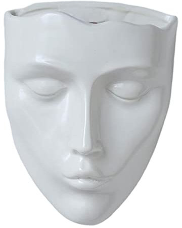 Milageto Creative Planter Decoration Wall Mounted Face Flower Pot for Outdoor Indoor, White