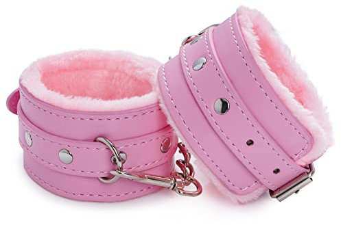 Bequem Fesseln Plüsch + Pu Armband Wrist Handschellen Bondage Gürtel Manschette Spielzeug (Rosa)