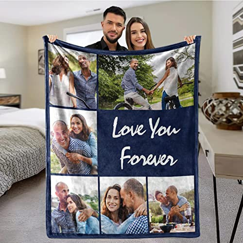 ZQYMM Fotodecke mit Eigenem Foto und Text,Personalisierte Foto Decke Selbst Gestalten Bedrucken Lassen Kuscheldecke Geschenk für Freunde Familie Geburtstag Weihnachten Hochzeit Jahrestag,6 Fotos