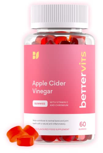 Bettervits Apple Cider Vinegar Gummies with Vitamin C & Chromium | Supports Energy, Metabolism & Digestive Health | Apple Cider Vinegar 1000 mg. - 60 Sugar Free ACV Gummies