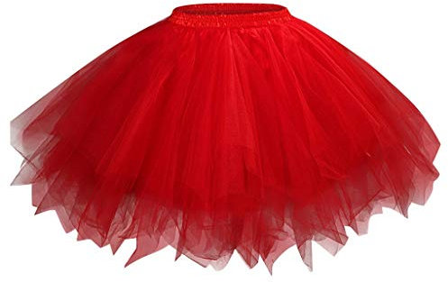 TURWXGSO Damen Karneval Kostüm Tüllrock 71er Rockabilly Petticoat Tutu Unterrock Kurz Ballkleid Ballett Tanzkleid Abendkleid Gelegenheit Zubehör