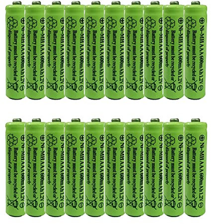 GSUIVEER AAA Nimh 600 mAh 1,2 V wiederaufladbarer Akku für Outdoor-Solarleuchten Gartenlampe vorgeladen Dreifach-A-Batterien (20 Stück), 20 Count (Pack of 1)