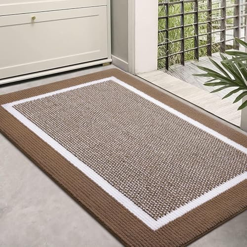 Homaxy Door Mats Indoor, 80 X 120 cm, Non Slip Dirt Trapper Machine Washable Soft Doormats, Super Absorbent Floor Mat for Front Back Door, Pets and Dogs, Brown