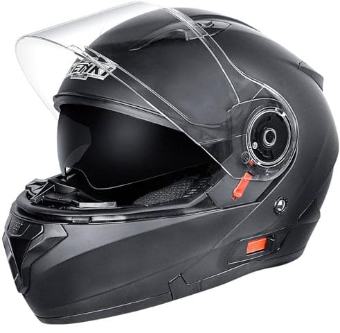 NENKI Helm Motorrad, Motorradhelm Zertifiziert nach ECE 22.06, Klapphelm Motorrad Herren, Schwarzer Helm, XL(61-62 cm)