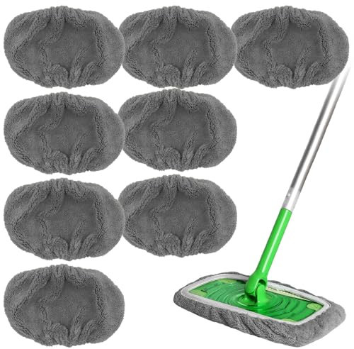 8 Stück Tücher Wiederverwendbare für Swiffer Sweeper Mop, Wiederverwendbaren Tüchern Bodenwischer, Pads Waschbaren Mikrofaser Nachfüllpacks für Nass und Trockengebrauch (B)