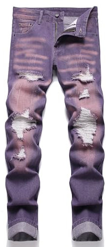 RXXKKK Jeans Regular Slim Fit Uomo, 706 Viola, 46