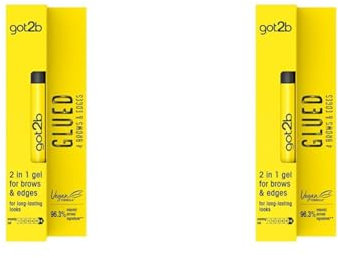 got2b Glued for Brows & Edges 2 in 1 Wand Eyebrow Gel, 72hr Hold, No White Residue or Stickness, Vegan, Silicone Free, Alcohol Free, 16 ml (Pack of 2)