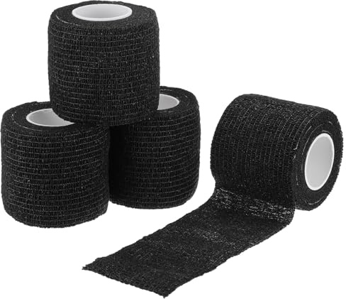 PATIKIL 4 Rouleaux Ruban de Camouflage Autocollant 4,5 x 5 cm Noir | de Ruban de Camouflage Auto-Adhésif pour la Chasse et les lanternes de Poche
