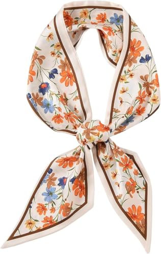 FonVan Seidenschal Seide Haarschal für Damen, Halstücher, Bandana, Satin Schal Kopftuch, Halstücher für Handtaschen, Handtaschen-Zubehör, Seidentücher Scarf (Pink Flower)