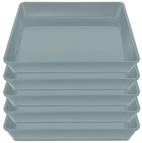 Qinlenyan 5Pack Square Plant Saucer Drip Tray 10 12 inch Flower Pot Saucers Plastic Plant Trays for Indoor Outdoor Plants,Catch Excess Water and Soil Grey 12Inch
