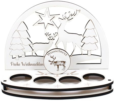Dekolando Deko Schwibbogen Teelichthalter Rentier Personalisiert Weihnachten Weihnachtsdekoration Adventskranz Lichterbogen Kerzenbogen Schmuckbogen Adventslicht
