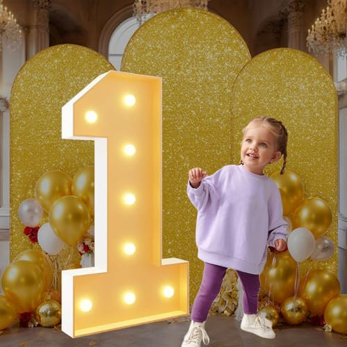 3.3Ft Light Up Numbers 1 Marquee Number Giant Mosaic Numbers Frame Diy Frame Pre-cut Foam Boath Kit Birthdays Decorations Large Number Cardboard White