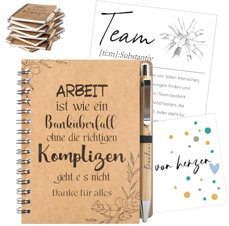 Wzczf 8 Sets Dankeschön Geschenk Für Kollegen A6 Notizblock Team Karten Abschiedskarten Kugelschreiber Mit Gravur Danke Für Alles Spirale Notizblock Kugelschreiber Aus Holz Liniert Abschiedsgeschenk