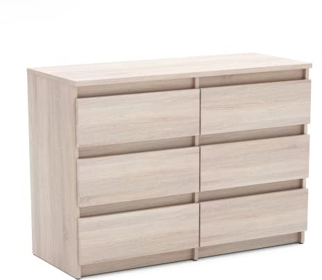 MRBLS_HOME Kommode mit 6 Schubladen Sideboard Schubladenschrank Kleiderschrank Modern Möbel mit Schubladen für Ihr Schlafzimmer (Sonoma) – 100 x 71,5 x 33,5 cm (B/H/T)