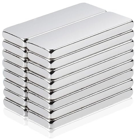 Neodym-Magnete Starke, rechteckige Magnete, Kühlschrankmagnete, für Magnettafel, Küchenschrank, Magnettafel (40 x 10 x 5 mm, 16 Stück)