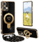 Yutwo Coque pour Motorola Edge 50 Fusion avec Cordon, Coque pour Motorola Edge 50 Fusion avec Collier Housse avec Coeur Motif Étui avec Support Coque pour Motorola Edge 50 Fusion Cordon, Noir