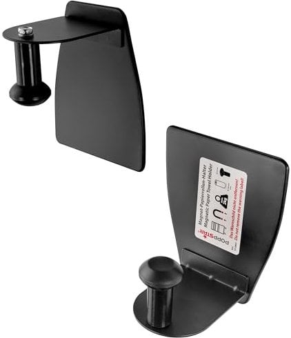 Poppstar Papierrollenhalter magnetisch, 2 teilig, stark, Material: Stahl, Haltekraft bis 2kg Farbe: schwarz