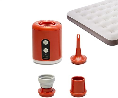 Small Electric Air Pump, Air Mattress Pump, Ultra Fast Electric Pool Float Inflator, Rechargeable Air Pump, 1600mAh Battery, Multifunctional with Camp Light